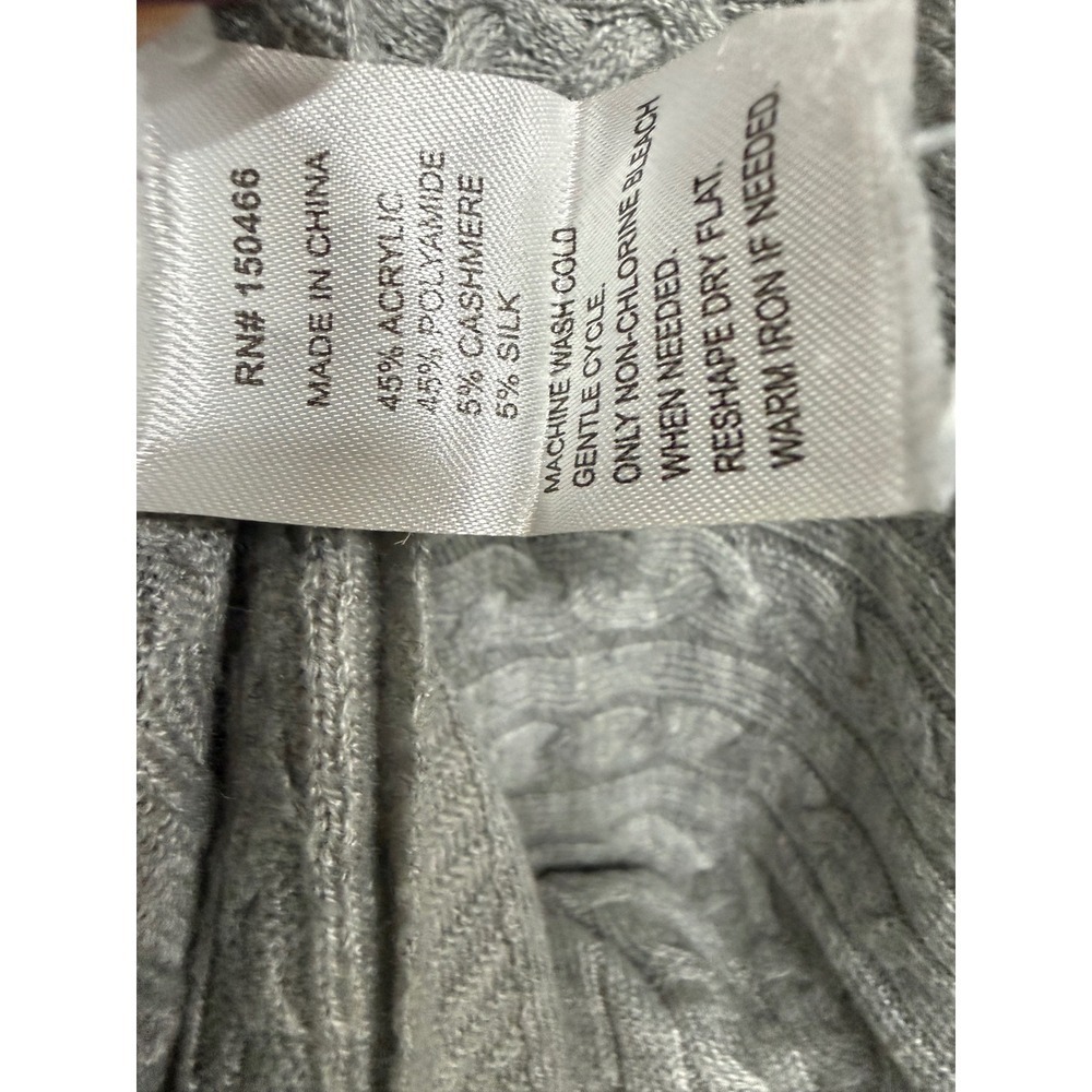 Market & Spruce Gray Knit Light Weight Sweater Size Medium Cashmere Silk Blend - Picture 6 of 6